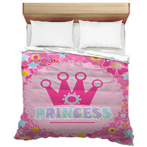 Princess Background With Crown Illustration In Pink Bedding 127698499