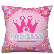 Princess Background With Crown Illustration In Pink Pillows 127698499