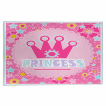 Princess Background With Crown Illustration In Pink Rugs 127698499