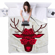 Print With Deer In Hipster Style. Blankets 56178703