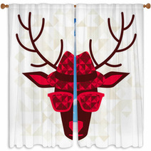Print With Deer In Hipster Style. Window Curtains 56178703