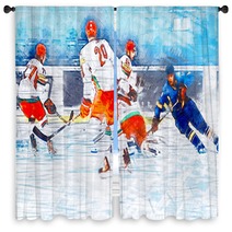 Professional Hockey Players Window Curtains 187620254