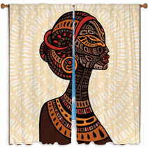 Profile Of Beautiful African Woman Window Curtains 88494010