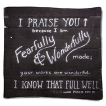 Psalm 139:14 Hand Painted On Wooden Shim Canvas Blankets 91875530