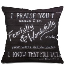 Psalm 139:14 Hand Painted On Wooden Shim Canvas Pillows 91875530