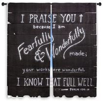 Psalm 139:14 Hand Painted On Wooden Shim Canvas Window Curtains 91875530