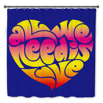 Psychedelic Heart Typography: All We Need Is Love. Bath Decor 51902121