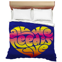 Psychedelic Heart Typography: All We Need Is Love. Bedding 51902121