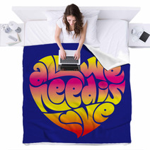 Psychedelic Heart Typography: All We Need Is Love. Blankets 51902121