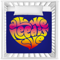 Psychedelic Heart Typography: All We Need Is Love. Nursery Decor 51902121