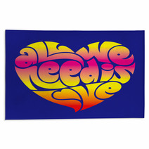 Psychedelic Heart Typography: All We Need Is Love. Rugs 51902121