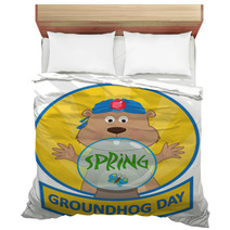 Psychic Groundhog - Cute Cartoon Groundhog With A Crystal Ball. Eps10 Bedding 94443162