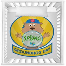 Psychic Groundhog - Cute Cartoon Groundhog With A Crystal Ball. Eps10 Nursery Decor 94443162