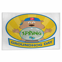 Psychic Groundhog - Cute Cartoon Groundhog With A Crystal Ball. Eps10 Rugs 94443162