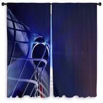 Puck In Net Of Ice Hockey Goal Window Curtains 76809438