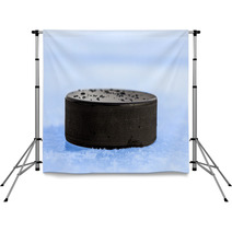 Puck On Blue Ice Backdrops 64584028