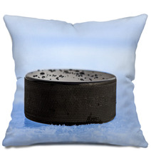 Puck On Blue Ice Pillows 64584028