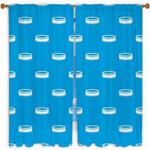 Puck Pattern Seamless Blue Window Curtains 168236288
