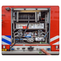 Pump And Valves On A Fire Engine Rugs 63115066