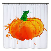 Pumpkin Made Of Colorful Splashes On White Background Bath Decor 61193493