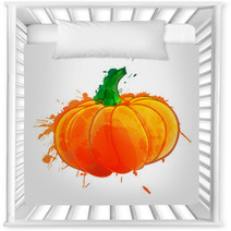 Pumpkin Made Of Colorful Splashes On White Background Nursery Decor 61193493