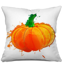 Pumpkin Made Of Colorful Splashes On White Background Pillows 61193493
