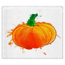 Pumpkin Made Of Colorful Splashes On White Background Rugs 61193493