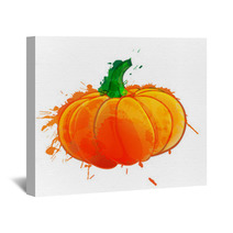 Pumpkin Made Of Colorful Splashes On White Background Wall Art 61193493
