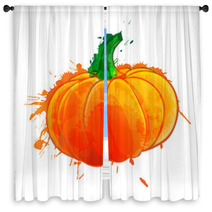 Pumpkin Made Of Colorful Splashes On White Background Window Curtains 61193493