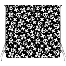 Punk Seamless Pattern With Grunge Bold Painted Funky Skulls Backdrops 228299271