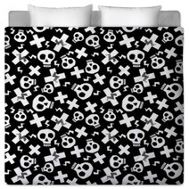 Punk Seamless Pattern With Grunge Bold Painted Funky Skulls Bedding 228299271