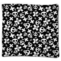 Punk Seamless Pattern With Grunge Bold Painted Funky Skulls Blankets 228299271