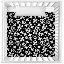 Punk Seamless Pattern With Grunge Bold Painted Funky Skulls Nursery Decor 228299271
