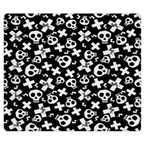 Punk Seamless Pattern With Grunge Bold Painted Funky Skulls Rugs 228299271