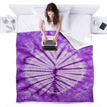 Purple And White Tie Dye Fabric Texture Background Blankets 64916156