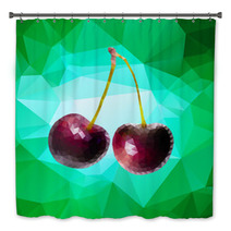 Purple Cherry Polygon Vector Bath Decor 65195447