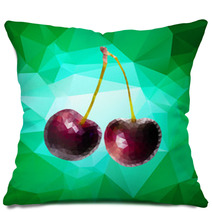 Purple Cherry Polygon Vector Pillows 65195447