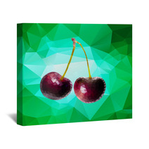 Purple Cherry Polygon Vector Wall Art 65195447