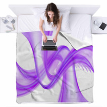 Purple Color Wave On White Background Blankets 70817981