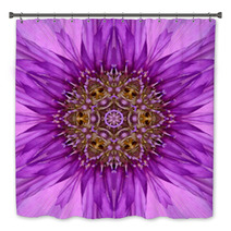 Purple Concentric Flower Center Mandala Kaleidoscopic Design Bath Decor 65637301