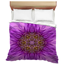 Purple Concentric Flower Center Mandala Kaleidoscopic Design Bedding 65637301