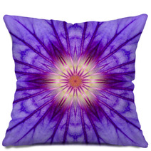 Purple Concentric Flower Center Mandala Kaleidoscopic Design Pillows 64756280