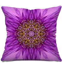 Purple Concentric Flower Center Mandala Kaleidoscopic Design Pillows 65637301