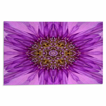 Purple Concentric Flower Center Mandala Kaleidoscopic Design Rugs 65637301