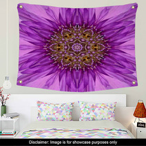 Purple Concentric Flower Center Mandala Kaleidoscopic Design Wall Art 65637301