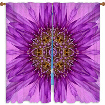 Purple Concentric Flower Center Mandala Kaleidoscopic Design Window Curtains 65637301