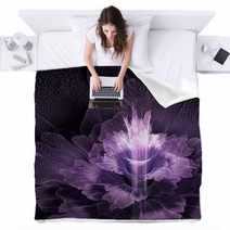 Purple Futuristic Flower Blankets 51044381