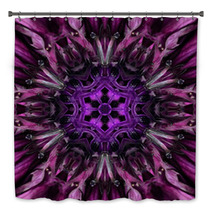 Purple Mandala Flower Center. Concentric Kaleidoscope Design Bath Decor 72408871