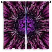 Purple Mandala Flower Center. Concentric Kaleidoscope Design Window Curtains 72408871