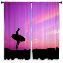 Purple Sky Surfer Window Curtains 53714200